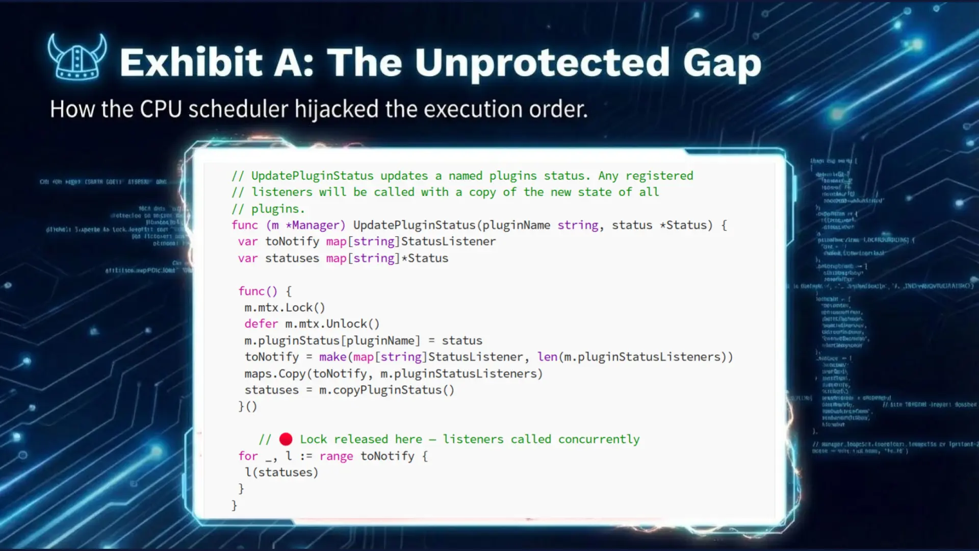 Code snippet that allowed stale snapshot